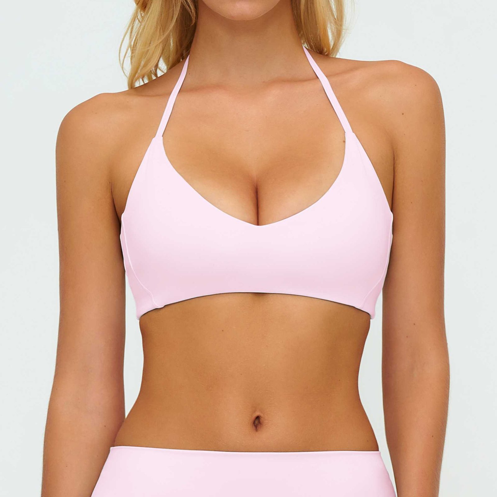 Brushed Halter Neck Hollow-Out Back Sports Bra