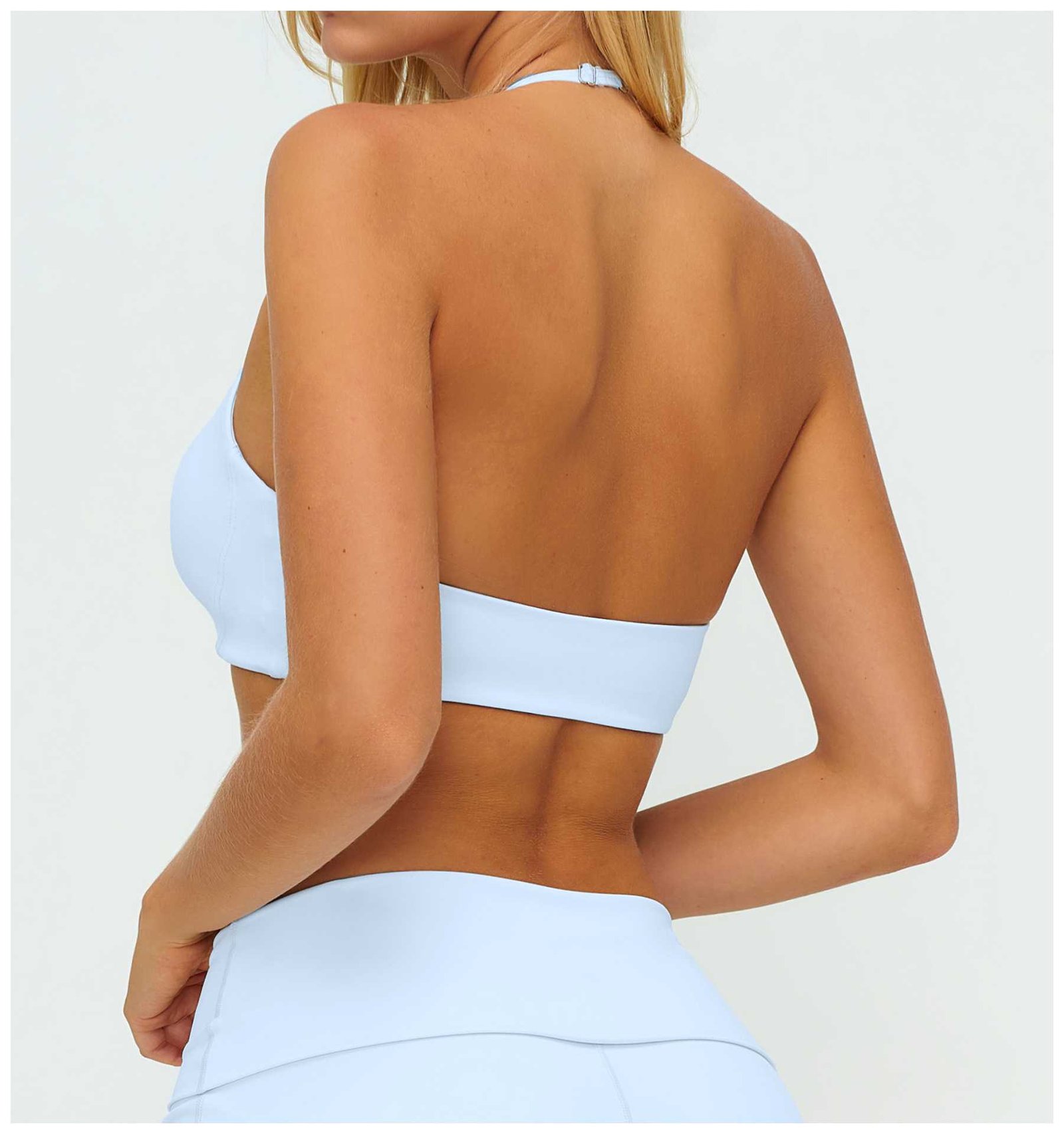 Brushed Halter Neck Hollow-Out Back Sports Bra