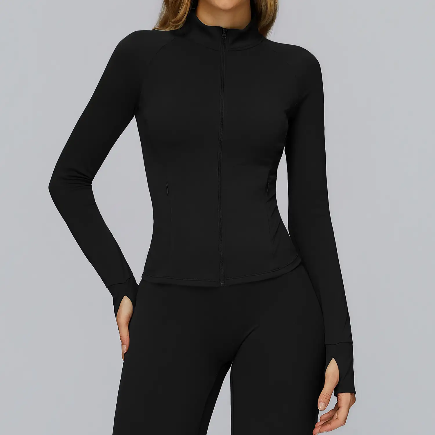 Brushed Long Sleeve Yoga Jacket with Thumbholes | OUYI Activewear