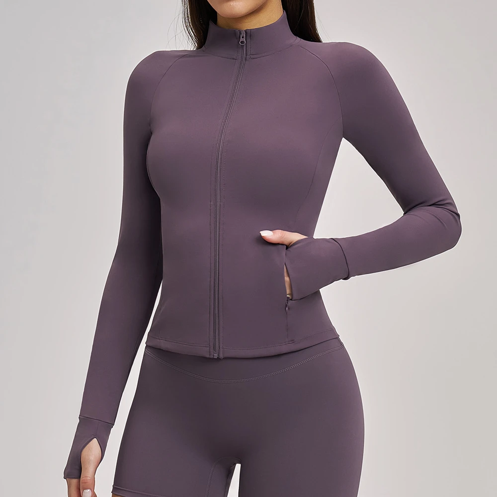 Brushed Slim Fit Zip-Up Active Jacket with Pockets