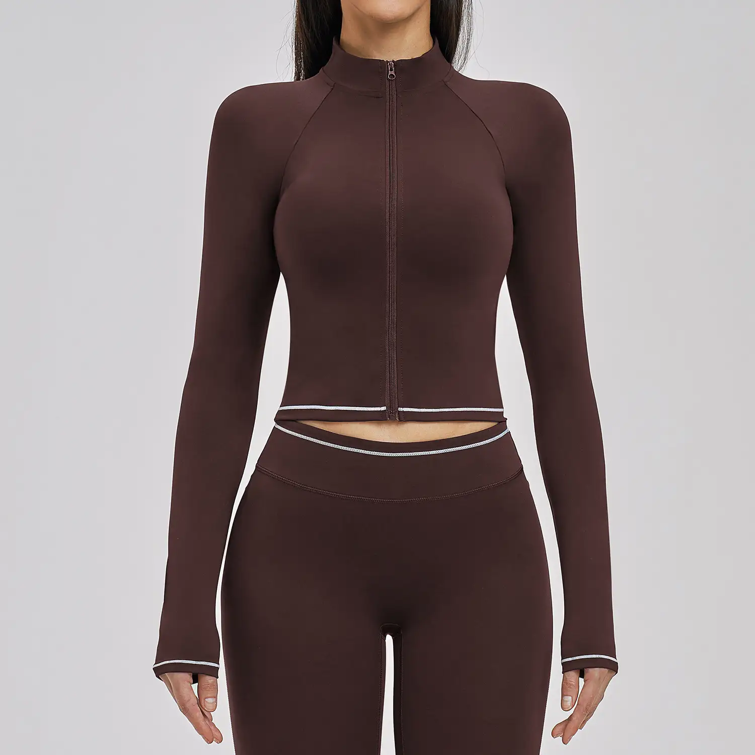 Contrast Color Brushed Yoga Jacket Manufacturer | OUYI Activewear