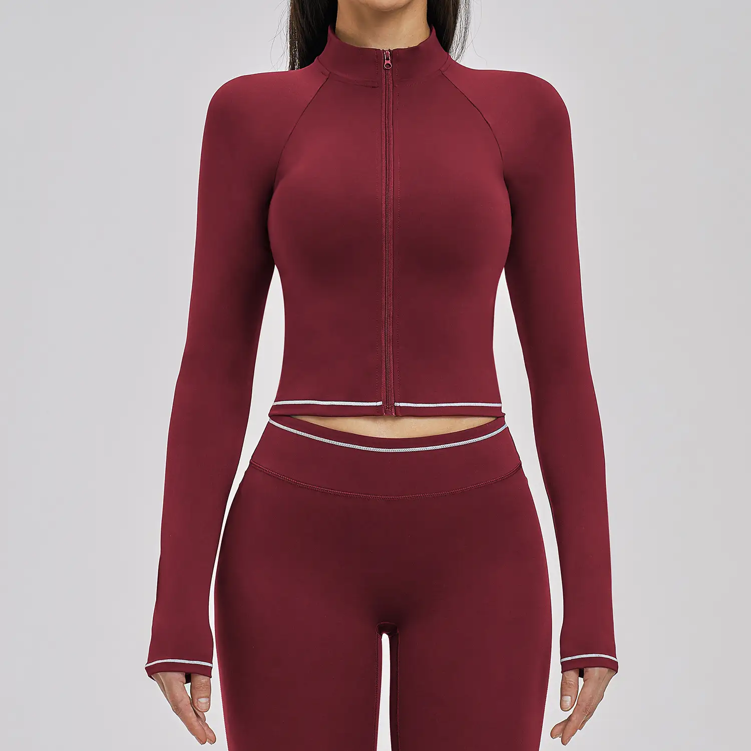 Contrast Color Brushed Yoga Jacket Manufacturer | OUYI Activewear