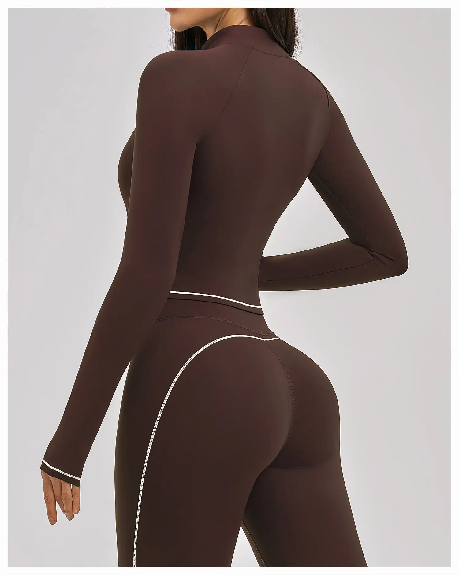 Contrast Color Brushed Yoga Jacket Manufacturer | OUYI Activewear