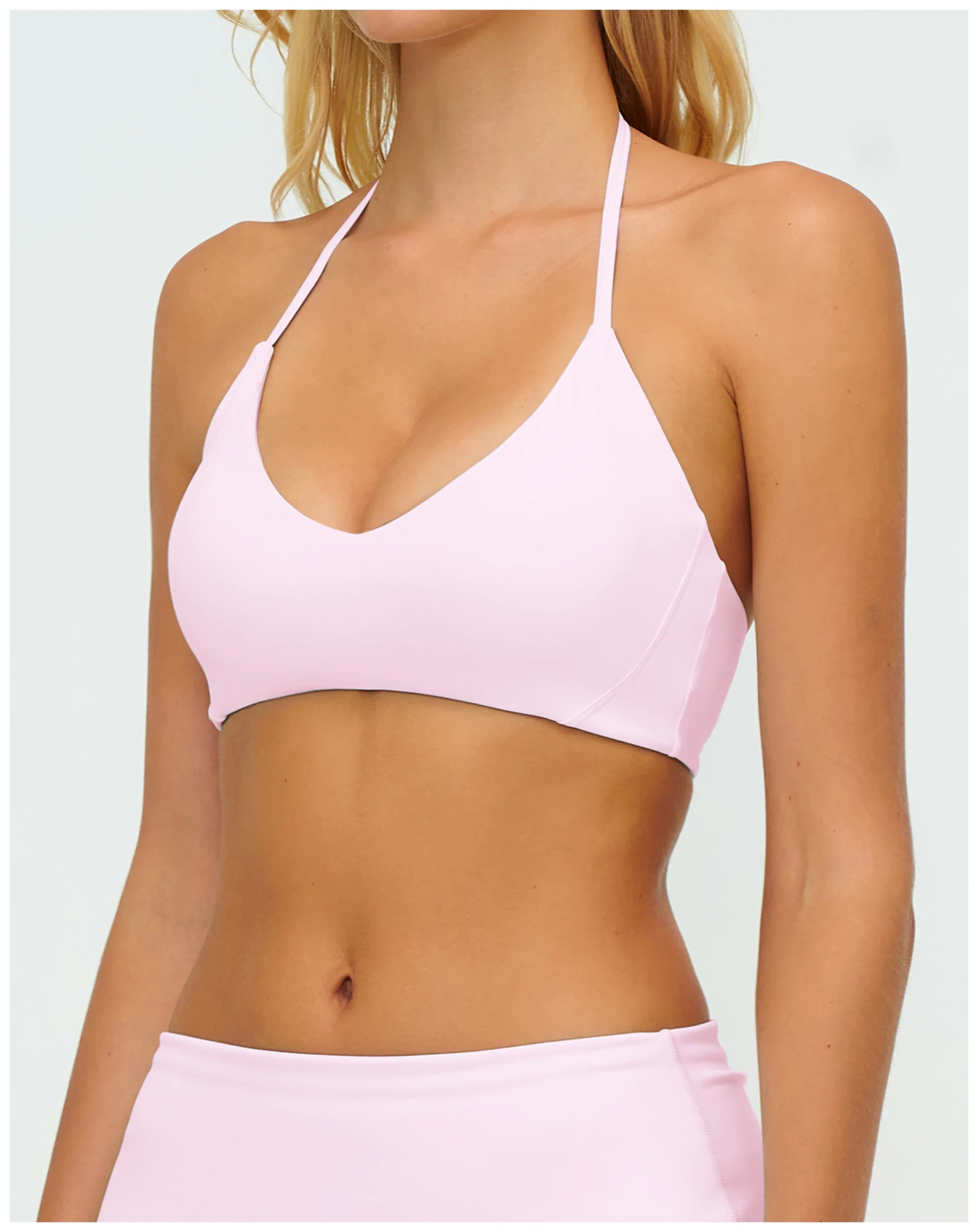 Halter Neck Cutout Sports Bra - Brushed Nude-Feel Yoga Top