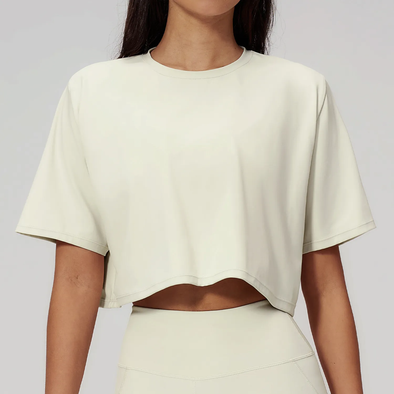 Loose Fit Crew Neck Cropped Active T-Shirt