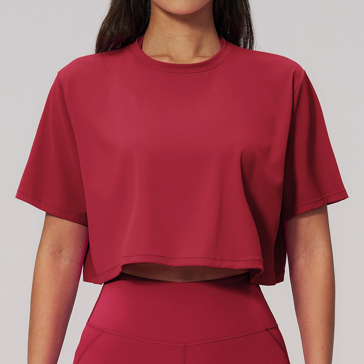 Loose Fit Crew Neck Cropped Active T-Shirt