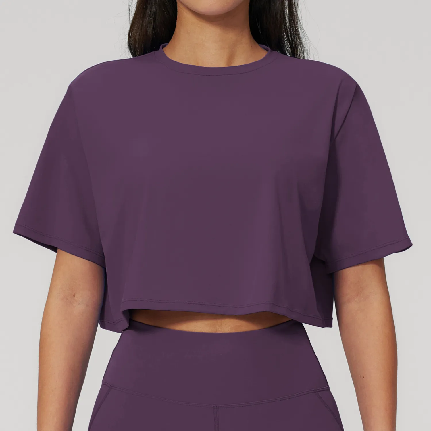 Loose Fit Crew Neck Cropped Active T-Shirt