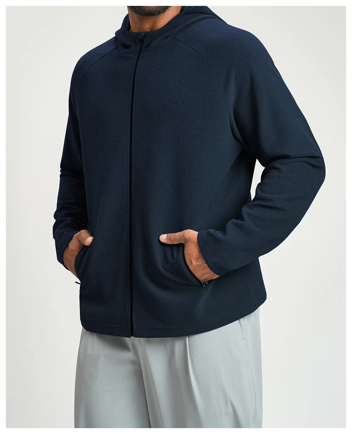 Men's Anti-Static Waffle Knit Zip Hoodie Manufacturer | OUYI