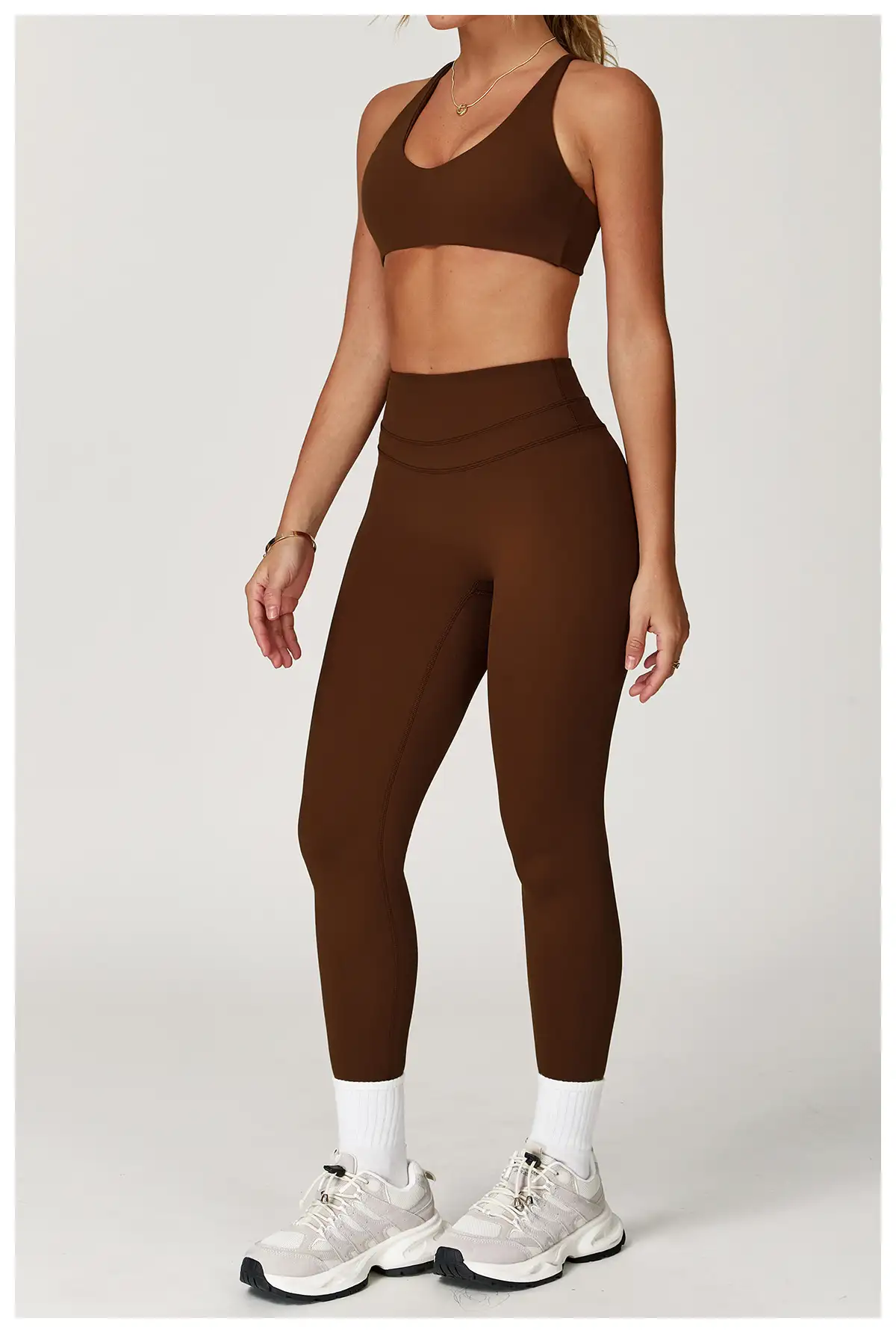 Criss-Cross Back V-Waist Yoga Set with Brushed Finish | OUYI Activewear