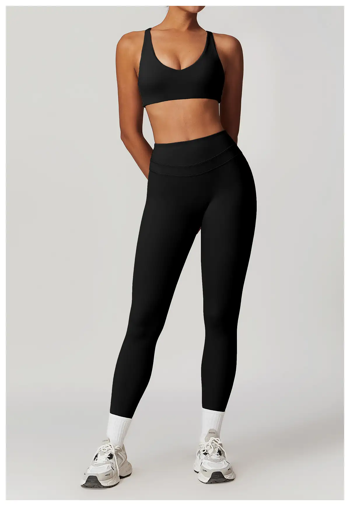 Criss-Cross Back V-Waist Yoga Set with Brushed Finish | OUYI Activewear