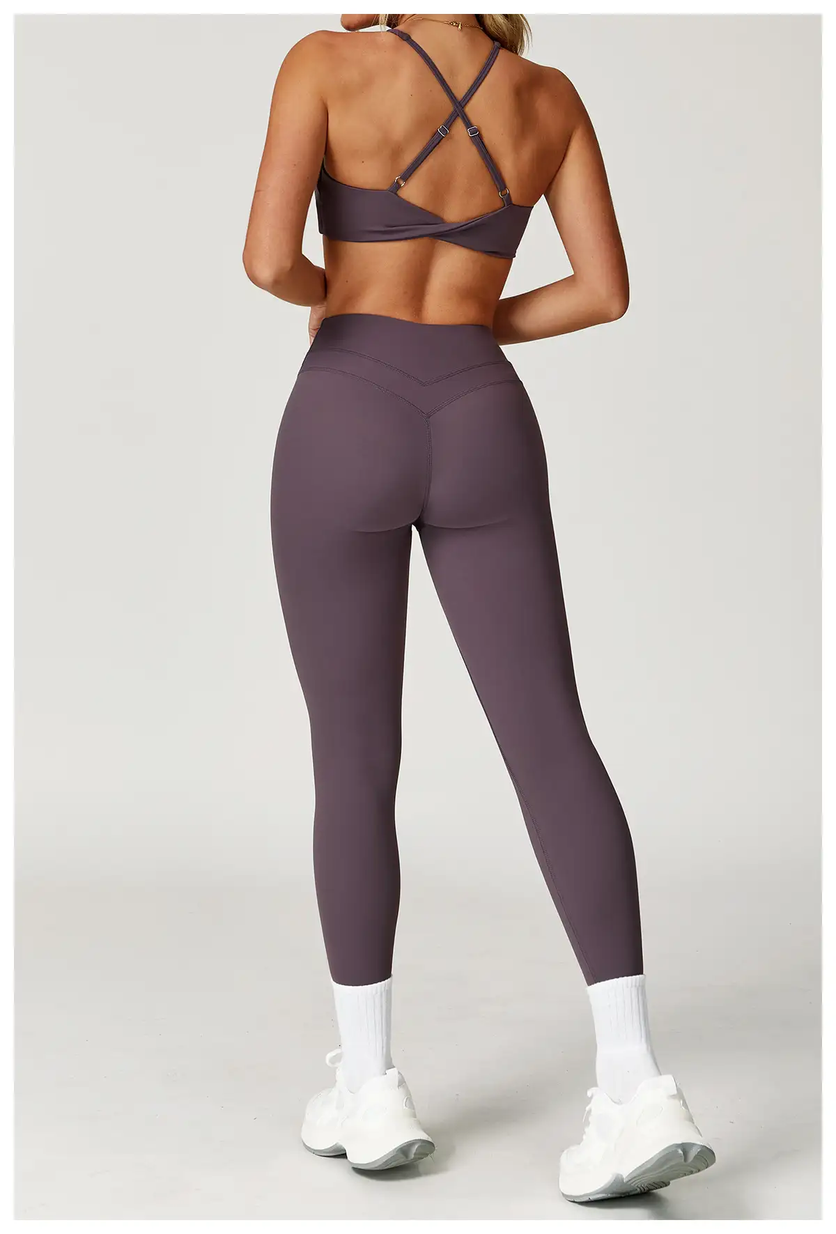Criss-Cross Back V-Waist Yoga Set with Brushed Finish | OUYI Activewear