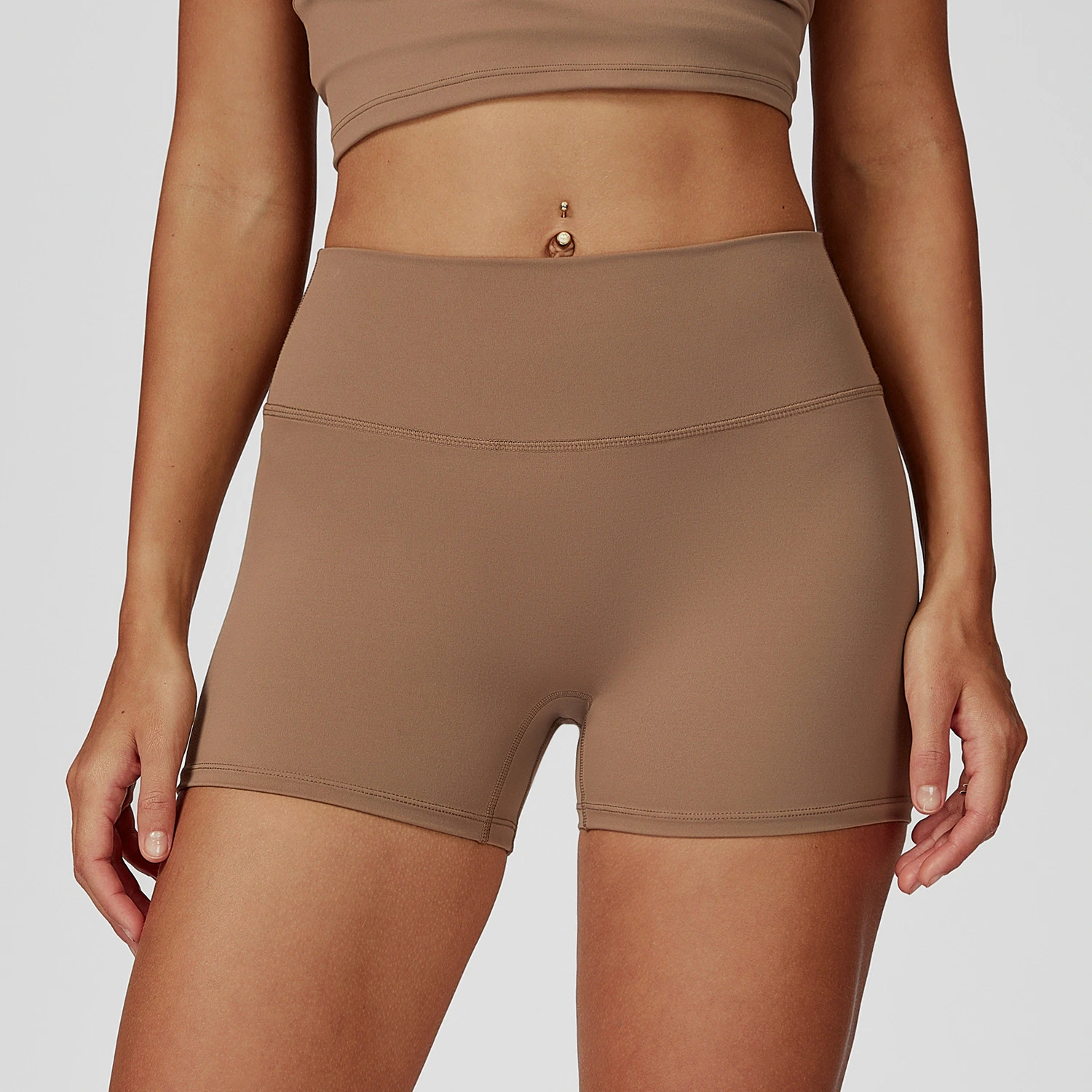 Premium Brushed High-Waisted Yoga Shorts - Tummy Control Fitness Biker Shorts