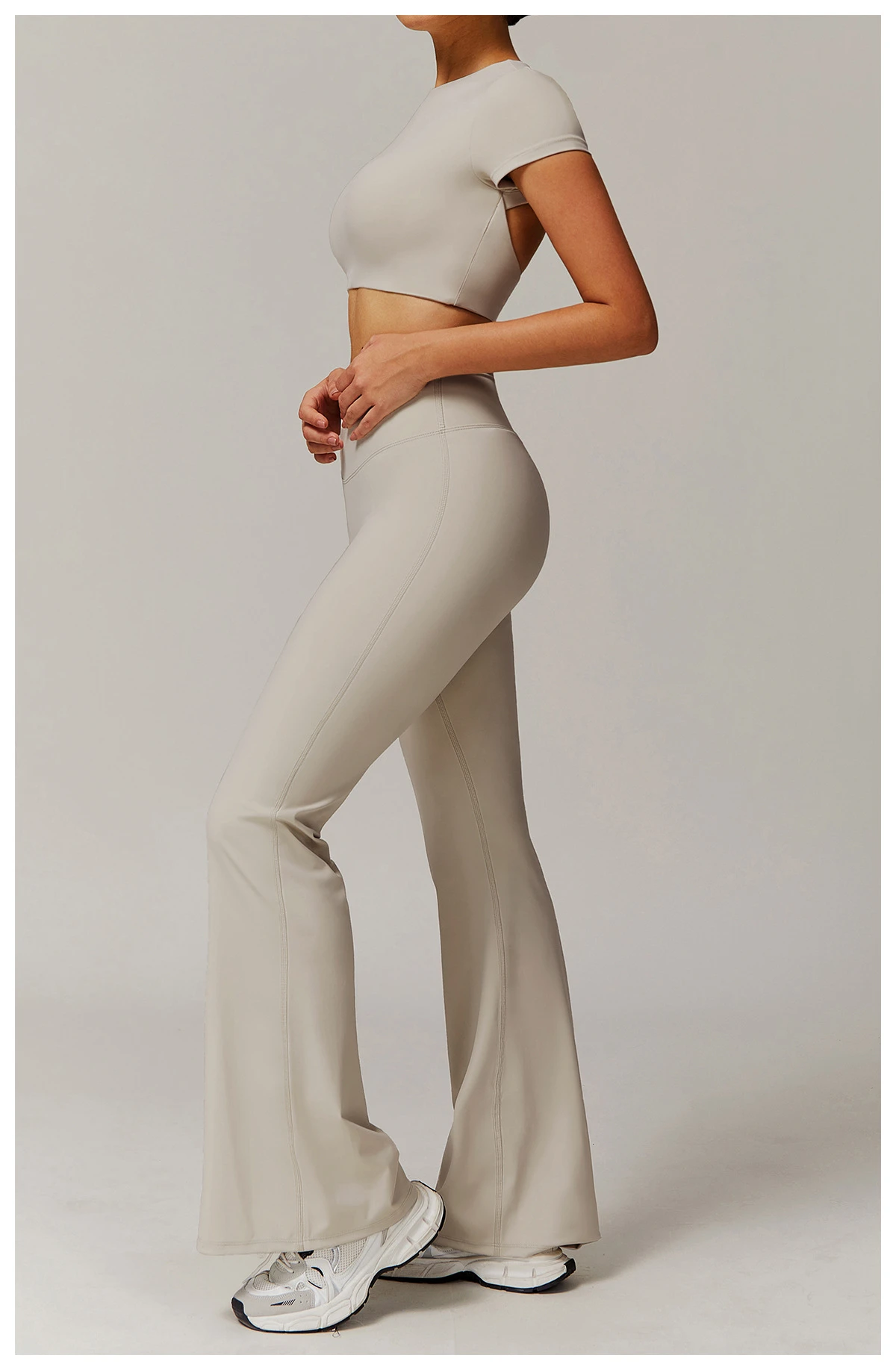 Premium High-Waisted Flared Yoga Pants - 4-Needle 6-Thread Fitness Leggings