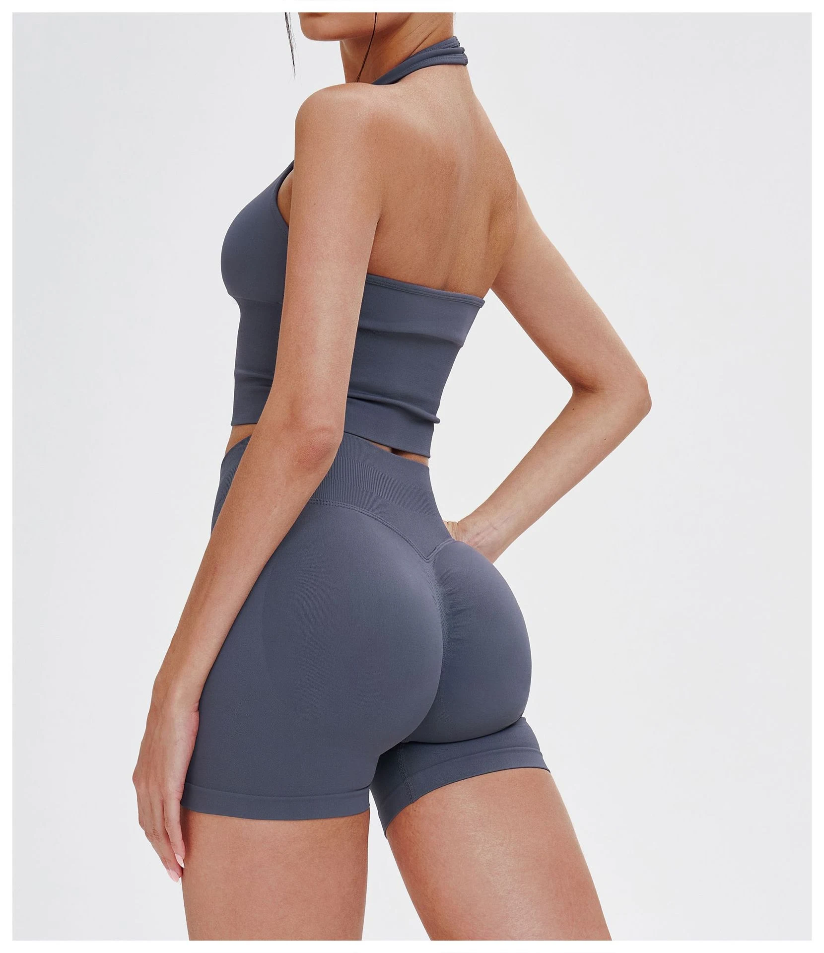 Seamless Halter Neck Yoga Bra - Shockproof Breathable Fitness Top