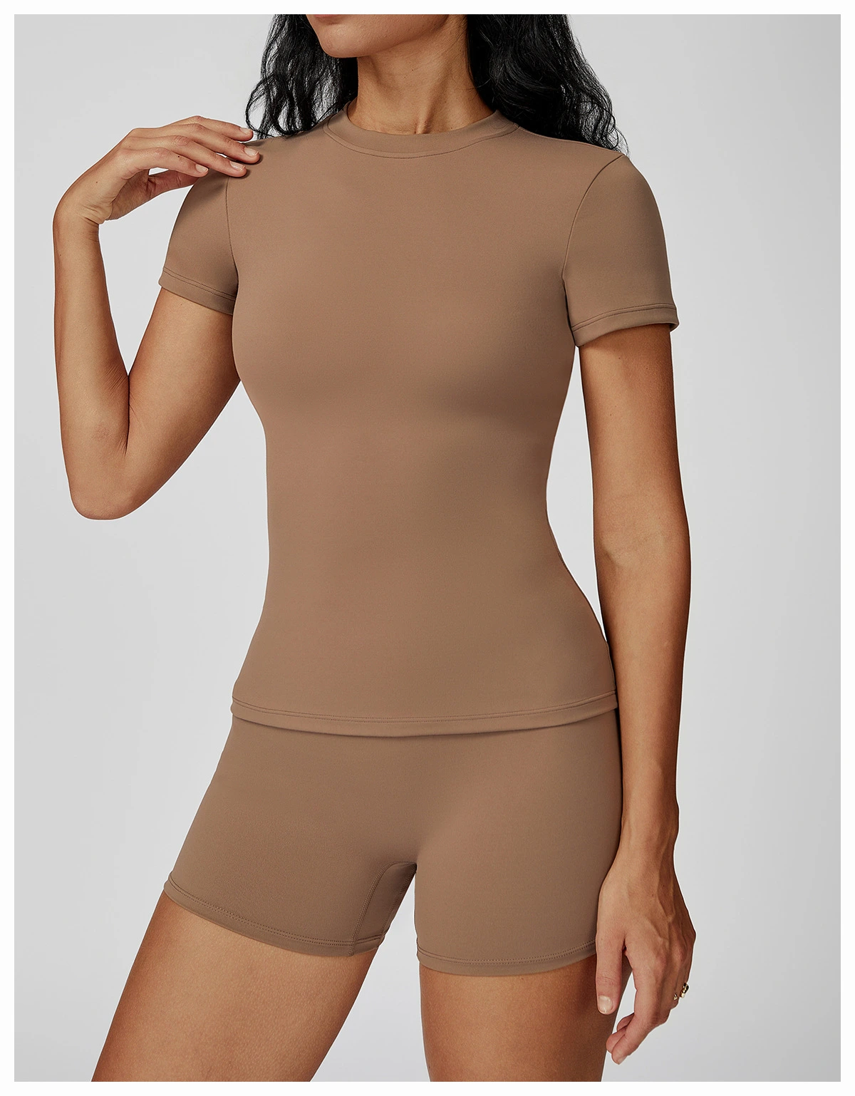 Slim Fit Crew Neck Active Short Sleeve Top