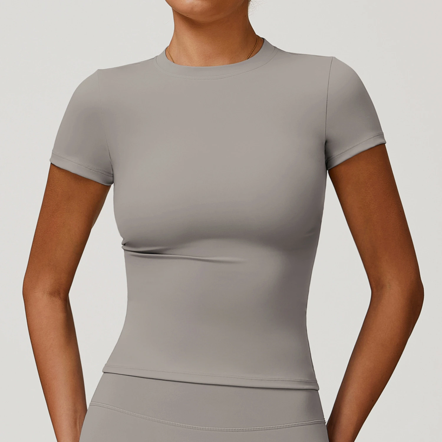 Slim Fit Crew Neck Active Short Sleeve Top