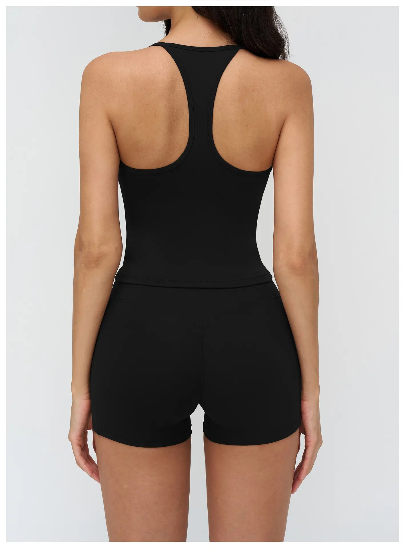 Square Neck Racerback Longline Sports Tank with Built-in Bra | OUYI Activewear