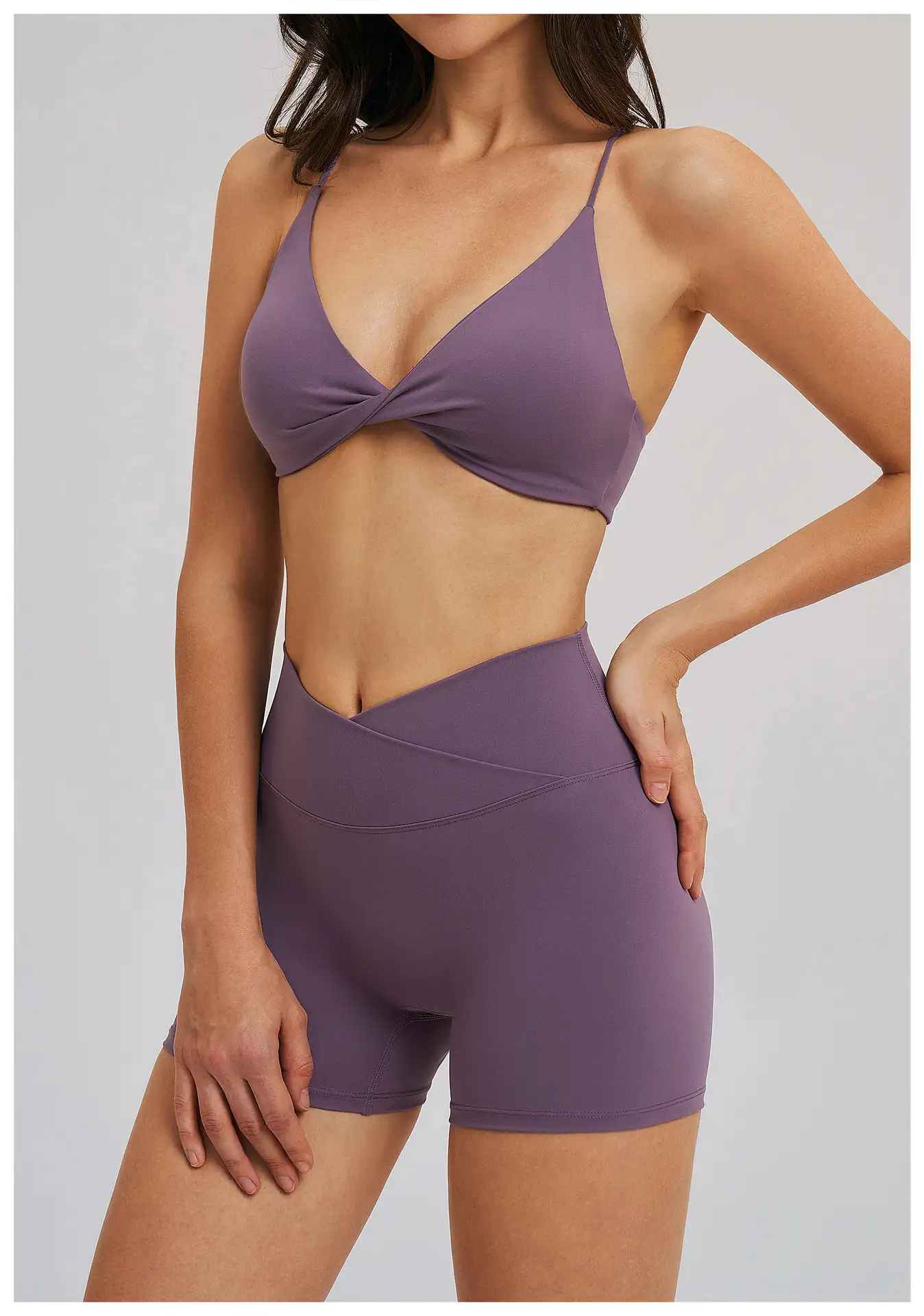Twist Front Strappy Back Yoga Bra | OUYI Activewear