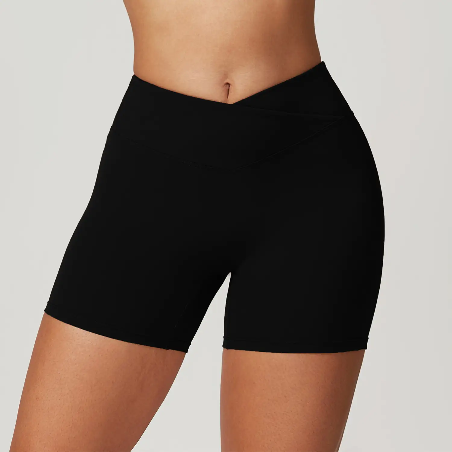 V-Cross High Waist Recycled Nylon Yoga Shorts | OUYI Activewear