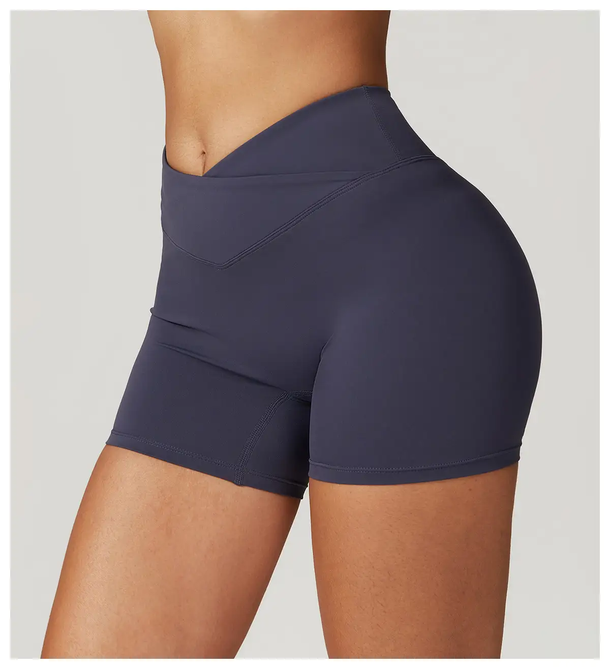 V-Cross High Waist Recycled Nylon Yoga Shorts | OUYI Activewear